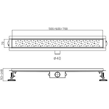 Душевой лоток Haiba 600x70 HB92600 с решеткой Сатин — фото 2, Душевые лотки
