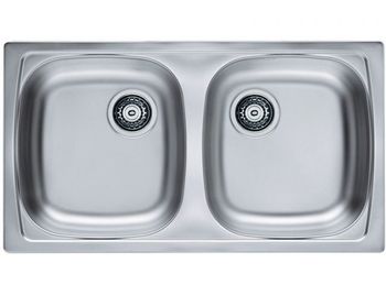 Мойка для кухни BASIC 160 NAT-90 780X435 2X в комплекте с сифоном 1130557, — фото 1, Кухонные мойки