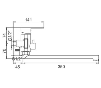 Смеситель для ванны Accoona H205 A71205 универсальный Нержавеющая сталь — фото 3, Смеситель для ванны
