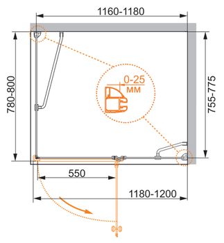 Душевой уголок CEZARES VERONA-W-AH-1-120/80-P-Cr-R — фото 2, Душевые уголки