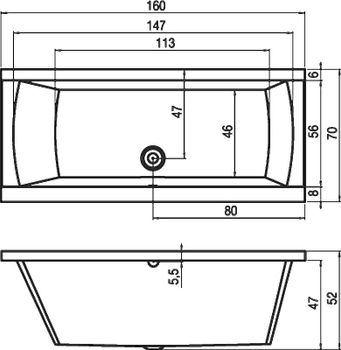 Акриловая ванна Riho Julia 160x70 B024001005 (BA7100500000000) без гидромассажа — фото 4, Акриловые ванны