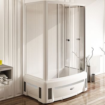 Душевой уголок Radomir Диана 140x95 1-09-1-0-0-0140 профиль Белый стекло прозрачное — фото 1, Прямоугольные душевые уголки