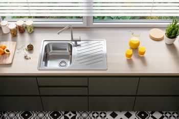 Мойка для кухни ELEGANT 30 SAT 90 FI 810X510 в комплекте с сифоном 1130551, — фото 4, Кухонные мойки