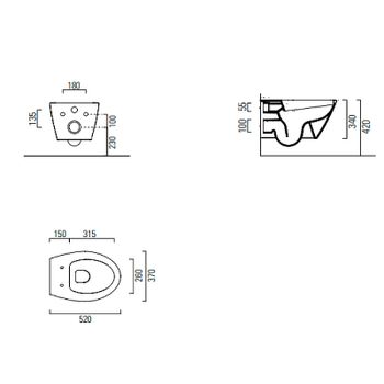 Унитаз GSI Modo 981611 подвесной без сиденья — фото 4, Подвесные унитазы