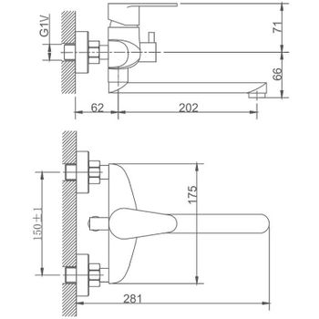 Смеситель для ванны Haiba HB60801-2 универсальный Нержавеющая сталь — фото 2, Смеситель для ванны