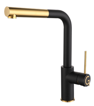 Rivelato Смеситель для кухни Albano Г-обр.с выдвижной лейкой D-35мм nero oro арт. — фото 1, Смесители для кухни