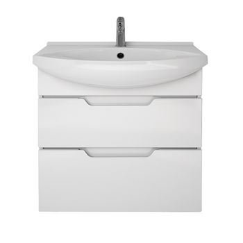 Тумба LAGUNA PLUS, 65 см, подвесная/напольная, 2 ящика, с опорами, белый глянец — фото 8, Тумбы под раковину