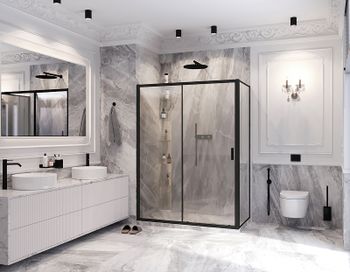 Душевой уголок Ambassador Forsa 120х100 17021218AB-100AB профиль Черный стекло прозрачное — фото 7, Прямоугольные душевые уголки