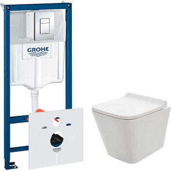 Комплект унитаза AQUAme AQM2004 с инсталляцией Grohe Rapid SL 38775001 с сиденьем Микролифт и клавиш — фото 1, Комплекты унитаз + инсталляция