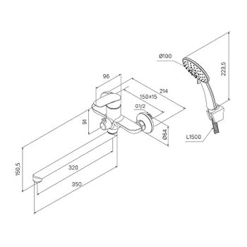 Смеситель для ванны Milardo Rora RORBL00M10 универсальный Черный матовый — фото 2, Смеситель для ванны