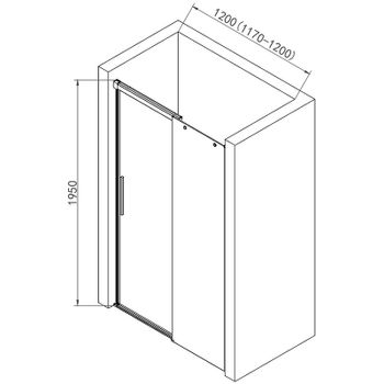 Душевая дверь AQUAme 120 AQM4803-12 профиль Хром стекло прозрачное — фото 3, Раздвижные душевые двери