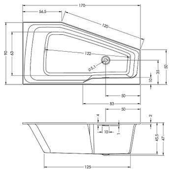 Акриловая ванна Riho Rething Space 170х90 L B114001005 (BR1600500000000) без гидромассажа — фото 2, Акриловые ванны