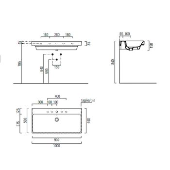 Раковина GSI Nubes 100 9623111 Белая — фото 3, Раковины встраиваемые сверху