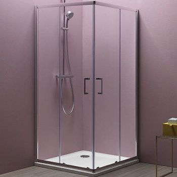 Душевой уголок Kolpa San Eco Quat TKK 90x90 538560 профиль Хром стекло прозрачное — фото 1, Квадратные душевые уголки