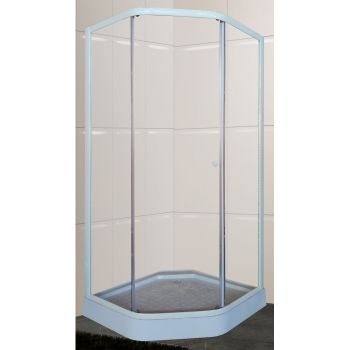 Душевой уголок Parly ZEP91 90х197 7173 профиль Белый стекло прозрачное — фото 1, Душевые уголки трапеция