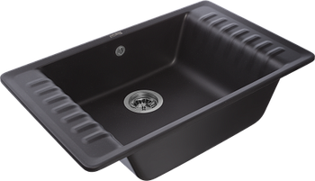 GRANFEST Мойка QUARZ 71 1-чаша+крыло 760*480мм черный арт.GF-ZW- — фото 2, Кухонные мойки