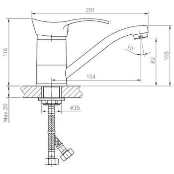 Смеситель для раковины Haiba HB4501-2 Хром — фото 2, Смесители для раковины