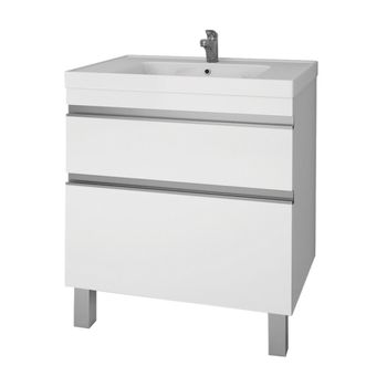 Тумба GRACE PLUS, 70 см, подвесная/напольная, 2 ящика, с опорами, белый глянец — фото 1, Тумбы под раковину