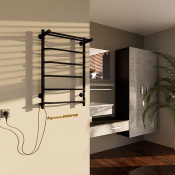 Электрический полотенцесушитель Altasan Горизонт 80х50 П Горизонт8050ПЧМ с полкой Черный муар — фото 3, Электрические полотенцесушители