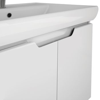 Тумба Q (D), 70 см, подвесная, 2 дверцы, белый глянец — фото 10, Тумбы под раковину
