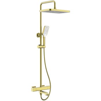 Душевая система Raglo R01.26.03 с термостатом Золото матовое — фото 1, Душевые стойки