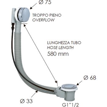 Слив-перелив Remer 96P автомат Хром — фото 2, Сливы-переливы