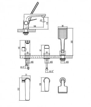 Смеситель на борт ванны Lemark Bronx LM3745BL Черный — фото 2, Смесители на борт ванны