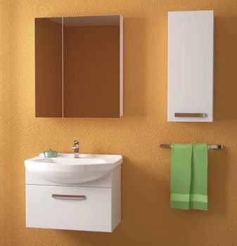 Тумба ALFA, 55 см, подвесная, 1 ящик, белый глянец — фото 3, Тумбы под раковину