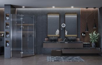 Душевой уголок Ambassador Diamond 100х100 12011112L профиль Хром стекло прозрачное — фото 7, Душевые уголки трапеция