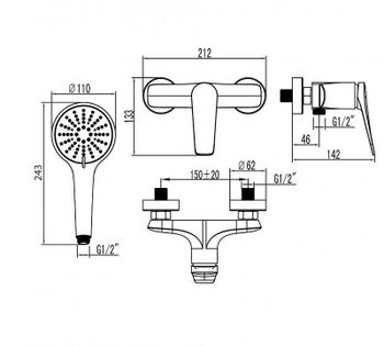 Смеситель для душа Lemark Bronx LM3703GM Графит — фото 2, Смеситель для душа