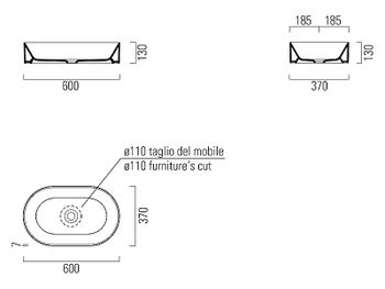 Раковина-чаша GSI Kube X 60 945826 Черная матовая — фото 2, Раковины накладные