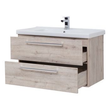 Тумба GIO, 100 см, подвесная, 2 ящика, дуб кантри — фото 8, Тумбы под раковину