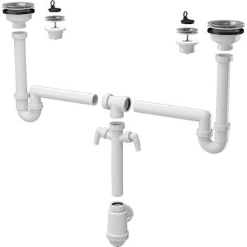 Сифон для кухонной мойки Alcaplast A8000 универсальный Белый — фото 1, Сифоны для кухонной мойки