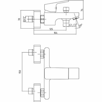 Смеситель для ванны E.C.A. Tiera 102102469C1EX Черный матовый — фото 2, Смеситель для ванны