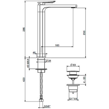 Смеситель для раковины Gattoni Soffio 8146/81DS Темный никель шлифованный — фото 2, Смесители для раковины