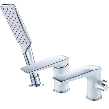 Смеситель на борт ванны Lemark Allegro LM5945CW Хром Белый — фото 1, Смесители на борт ванны