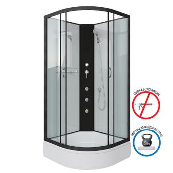 Душевая кабина Niagara Classic NG-6701-14BKG (90х90х200) средний поддон(26см),черный,стекло прозрачн — фото 2, Душевые кабины