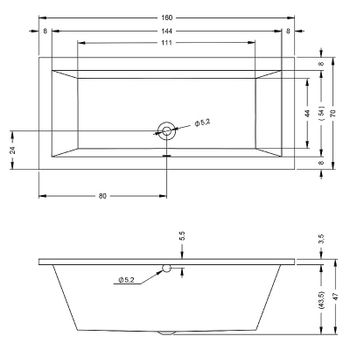Акриловая ванна Riho Lusso 160x70 B013001005 (BA5700500000000) без гидромассажа — фото 8, Акриловые ванны