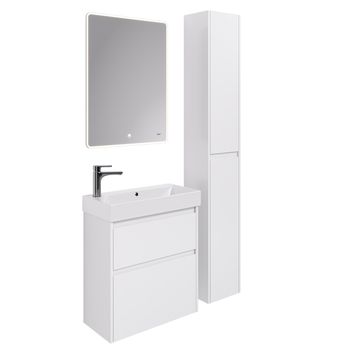 Тумба SLIM, 65 см, подвесная/напольная, 2 ящика, белый глянец — фото 10, Тумбы под раковину