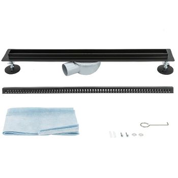 Душевой лоток ALMAes Bajo 80 BG80BL с решеткой Черный — фото 6, Душевые лотки