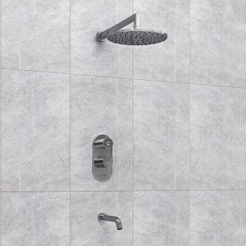 A15030 Thermo Встраиваемый комплект для ванны с изливом и верхней душевой насадкой — фото 2, Встраиваемые душевые комплекты