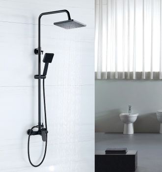 Душевая система Bond B01-8488 Черная матовая — фото 9, Душевые стойки