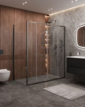 Душевой уголок CEZARES MOLVENO-AH-2/1-170/90-C-GM-IV — фото 1, Душевые уголки