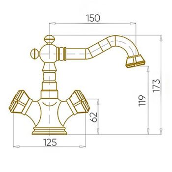 Смеситель для раковины Bronze de Luxe Royal 10218/1 Бронза — фото 3, Смесители для раковины