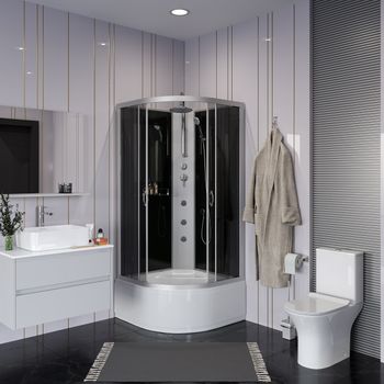 Душевая кабина Niagara Classic NG-2508-14BKTG (90х90х210) высокий поддон(40см),стекло тонированное,4 — фото 3, Душевые кабины