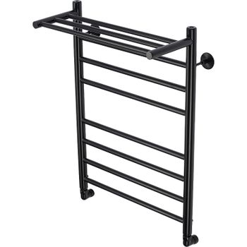 Водяной полотенцесушитель Comfysan Luce W-8 80x50 015497 с полкой Черный матовый — фото 1, Водяные полотенцесушители