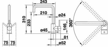 Смеситель для кухни Blanco Mili 525131 Кофе Хром — фото 2, Смесители для кухни