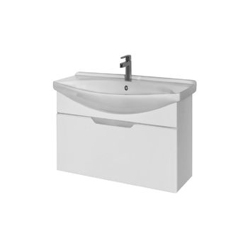 Тумба LAGUNA, 85 см, подвесная, 1 ящик, белый глянец — фото 1, Тумбы под раковину