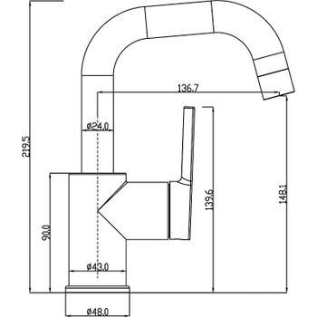 Смеситель для раковины Swedbe Diana 1011B Черный матовый — фото 4, Смесители для раковины