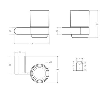Стакан подвесной CEZARES STYLUS-TUMS-IN — фото 2, Аксессуары для раковины